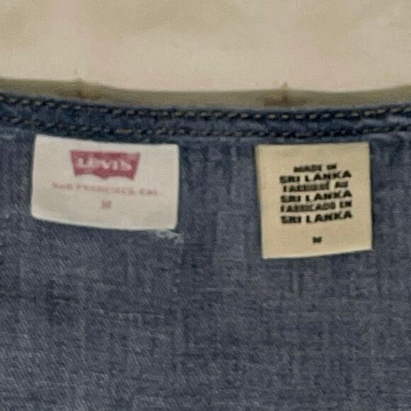 Levi’s Ophelia Corset Chambray Crop Shirt Women’s M | Blue Long Sleeve Denim - Picture 5 of 11